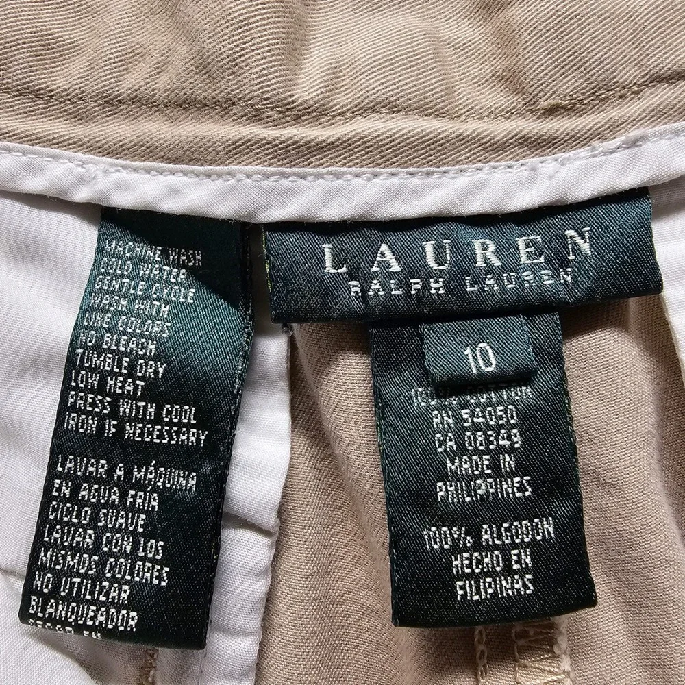 Lauren Ralph Lauren Chino Shorts Womens 10 Khaki Tan Cotton Preppy Classic Twill